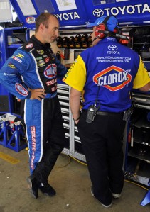2010 NASCAR Sears Point Marcos Ambrose and crew chief Frank Kerr in the Sprint Cup garage at Sonoma