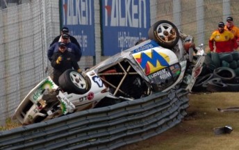 thumb Simon Wills's Commodore ended up on the wrong side of the catch fence at Sandown Raceway in 2005