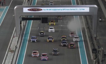 car The start of Race 2 at Yas Marina Circuit