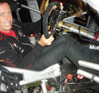 Courtney posted this image of himself in the damaged Holden on social media on Monday