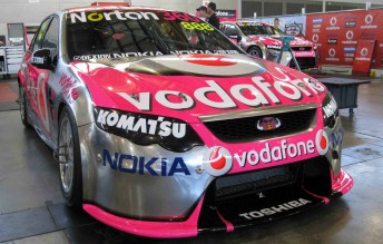 thumb Team Vodafone's striking new pink scheme it will run this weekend at the Sydney Telstra 500