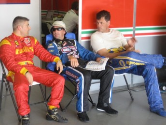 IMG_2002 Marcos Ambrose and Michael Waltrip wait their turn during the Dubai 24 Hour