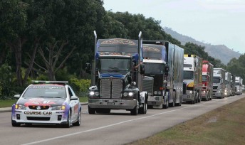 thumb The course car leads the truck convoy through Townsville and its surrounding suburbs