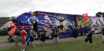 truck A large number of V8 fans turned out to see the truck convoy converge on Townsville