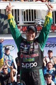 61254423 Marcos Ambrose celebrates his third consecutive Nationwide Series win at Watkins Glen