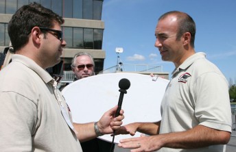 thumb Marcos Ambrose speaks to television reporters in Montreal, Canada today
