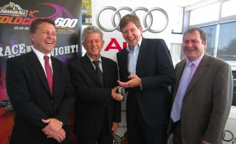 thumb Brett and James Frizelle, Martin Whitaker, Minster Phil Reeves announces the Audi Centre Gold Coast as the official vehicle supplier of this year's Armor All Gold Coast 600