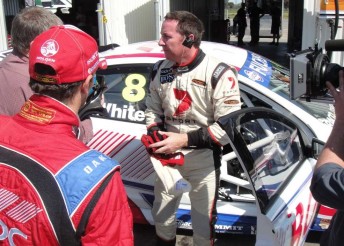 thumb Matt White jumps out of the Team BOC Commodore after his first taste of V8s