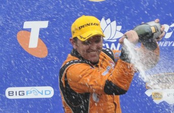 thumb Jason Bright celebrates on the Sydney Telstra 500 podium