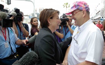 thumb Queensland premier Anna Bligh with V8 Supercars Chairman Tony Cochrane at last year's Gold Coast 600