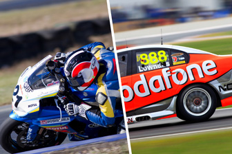 thumb Josh Waters and Craig Lowndes in their respective machines will tackle Queensland Raceway this weekend