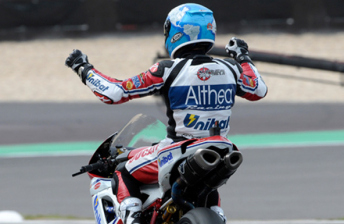 thumb Carlos Checa celebrates his Race 1 win at the Nurburgring