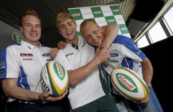 . O'Connor, Latvala and Hirvonen hamming it up at the official Rally Australia launch