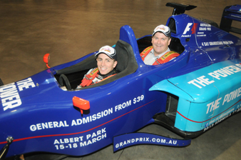 thumb V8 Supercars driver Tony D'Alberto with Queensland's minister for sport Phil Reeves