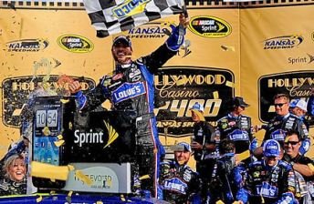 thumb Jimmie Johnson celebrates victory