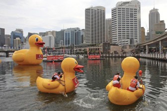 thumb Whincup and Lowndes are already winners this week – taking out today's Giant Rubber Duck Race