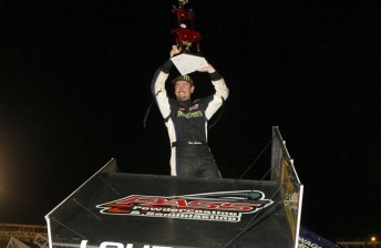 thumb Ian Loudoun holds aloft the Grand Annual Sprintcar Classic Trophy (Pic: Warrnambool Standard)