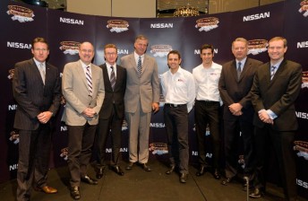thumb From left: Mark Skaife, Tony Cochrane and David Malone from V8 Supercars with John Crennan, Todd Kelly and Rick Kelly from Kelly Racing and Ian Moreillon and Dan Thompson from Nissan