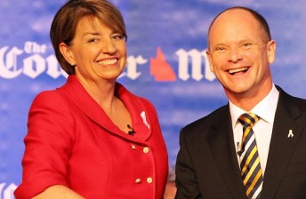 thumb Despite being political foes, Anna Bligh and Campbell Newman see eye-to-eye on an IndyCar return to the Gold Coast (Pic: The Courier-Mail)