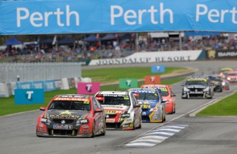 thumb James Courtney leads down Barbagallo's new look pit straight
