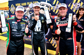 thumb Jason Bargwanna, Cameron McConville and David Sieders on the V8 Ute podium