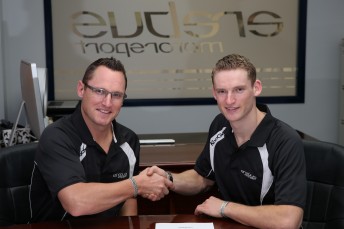 Maro Engel (right) and Erebus Motorsport V8 CEO Ryan Maddison