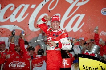 Kevin Harvick celebrates in Charlotte
