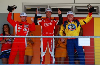 The V8 Utes round podium at the Sucrogen Townsville 400