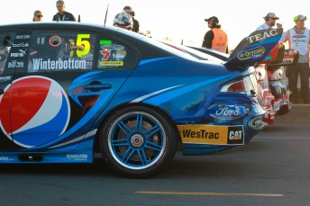 Mark Winterbottom's Falcon sports the damage following the Lowndes incident