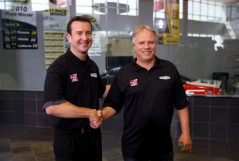 Kurt Busch and Gene Haas announce the deal for 2014