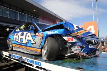 Slade's Mercedes took a massive hit at The Cutting