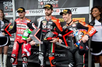 Davide Giugliano, Guintoli and Marco Melandri