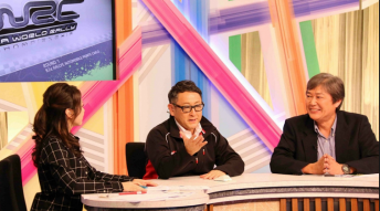 Toyota president Akio Toyoda speaking on J Sports Monte Carlo Rally TV program