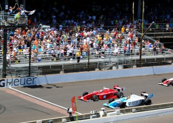 Matthew Brabham (inside) falling agonisingly short of victory in the Freedom 100