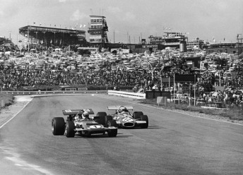 Jackie Stewart (#1) and Brabham at the 1970 South African GP which was the Australian's final F1 win