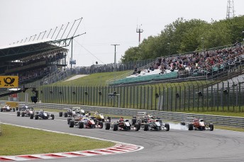 Ocon snatches the lead into turn one.