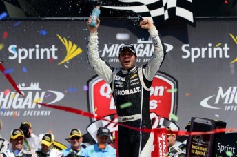 Johnson celebrates his first win at Michigan