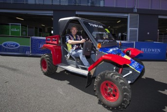 Team owner Charlie Schwerkolt in the Tomcar