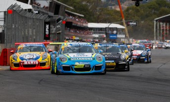 Steven Richards out front in the opening Carrera Cup race