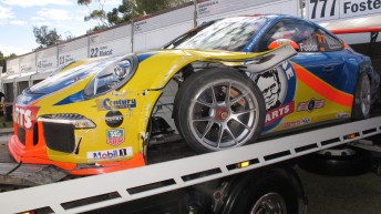 Heavy damage for Foster's Porsche