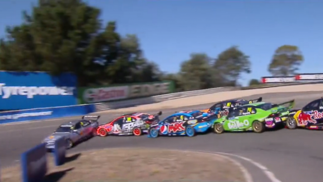 Davison being spun out of third place