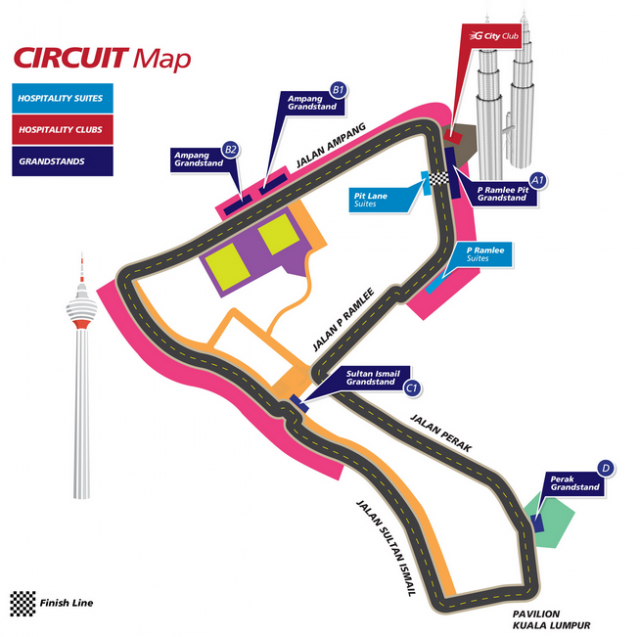 A map of the anti-clockwise KL City layout