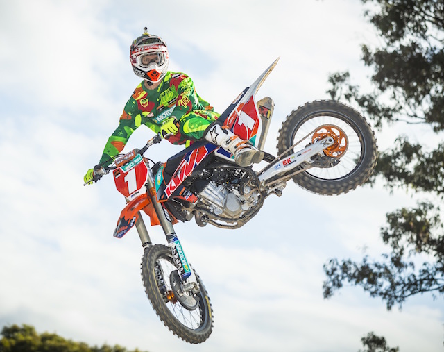 KTM Motocross Racing Team rider Kirk Gibbs has captured the number one plate in the MX1 class of the 2015 MX Nationals. pic: KTM AUstralia