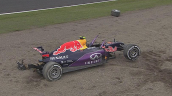 The remains of Daniil Kvyat's Red Bull after the crash