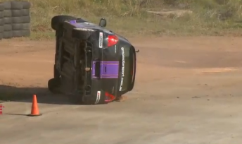 Mitchell Naylor on his side during the 2WD final