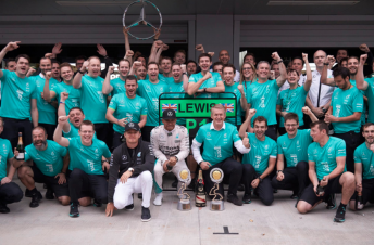 Mercedes celebrate victory in Russia.