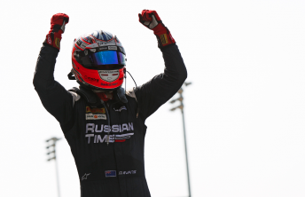 Mitch Evans celebrates in Bahrain