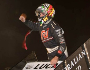 James McFadden celebrates victory on the opening night of Warrnambool's Grand Annual Classic