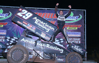 Kerry Madsen celebrates his Australian Open victory