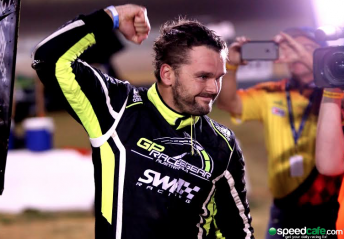 Jamie Veal celebrates his maiden World Series Sprintcars title